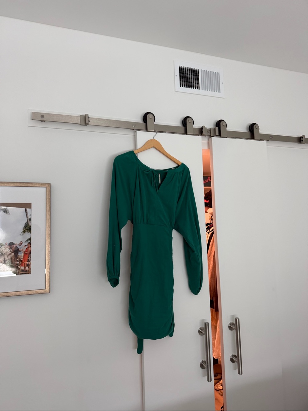 Free People Emerald Green Long-Sleeve Wrap Dress